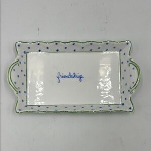 Friendship vanity jewelry ceramic Polka Dot Rectangular Tray z16